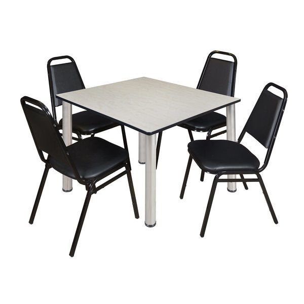 Square Tables > Breakroom Tables > Kee Square Table & Chair Sets, 48 W, 48 L, 29 H, Maple