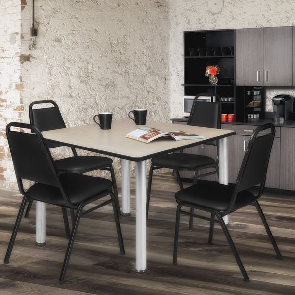 Square Tables > Breakroom Tables > Kee Square Table & Chair Sets, 48 W, 48 L, 29 H, Maple
