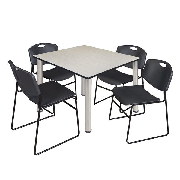 Square Tables > Breakroom Tables > Kee Square Table & Chair Sets, 48 W, 48 L, 29 H, Maple