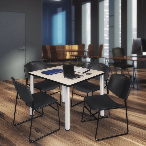 Square Tables > Breakroom Tables > Kee Square Table & Chair Sets, 48 W, 48 L, 29 H, Maple
