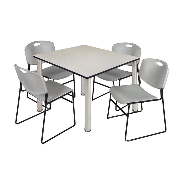 Square Tables > Breakroom Tables > Kee Square Table & Chair Sets, 48 W, 48 L, 29 H, Maple