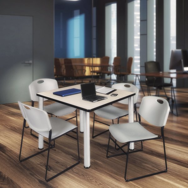 Square Tables > Breakroom Tables > Kee Square Table & Chair Sets, 48 W, 48 L, 29 H, Maple