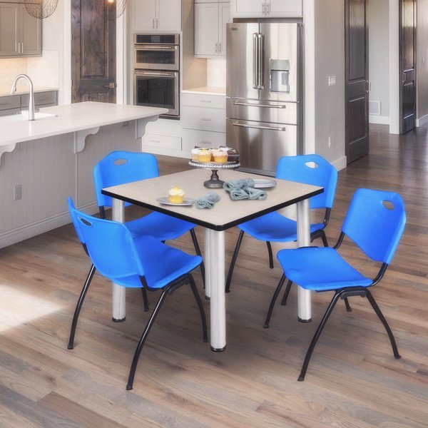Square Tables > Breakroom Tables > Kee Square Table & Chair Sets, 48 W, 48 L, 29 H, Maple
