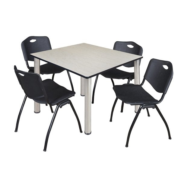 Square Tables > Breakroom Tables > Kee Square Table & Chair Sets, 48 W, 48 L, 29 H, Maple