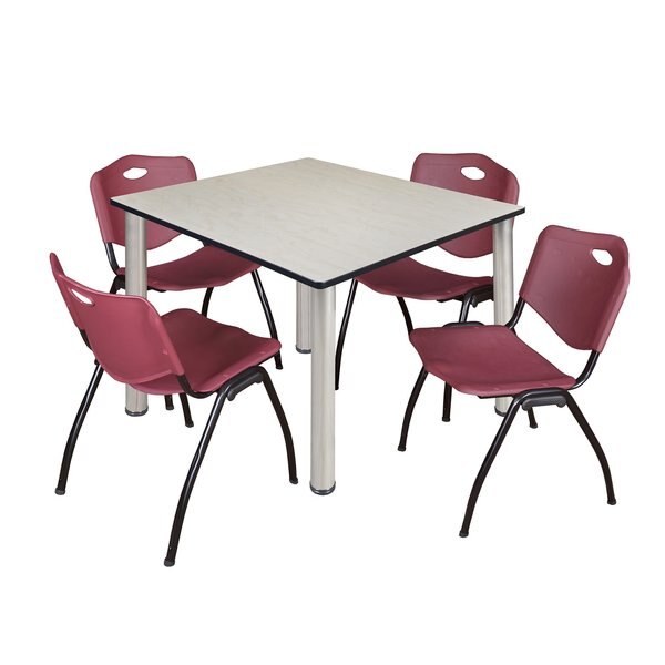 Square Tables > Breakroom Tables > Kee Square Table & Chair Sets, 48 W, 48 L, 29 H, Maple