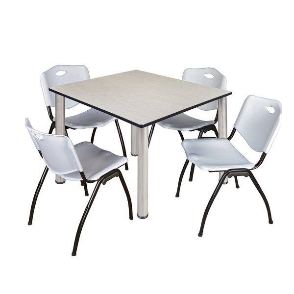 Square Tables > Breakroom Tables > Kee Square Table & Chair Sets, 48 W, 48 L, 29 H, Maple