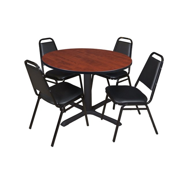 Round Tables > Breakroom Tables > Cain Round Table & Chair Sets, 48 W, 48 L, 29 H, Cherry