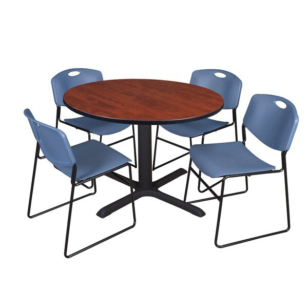 Round Tables > Breakroom Tables > Cain Round Table & Chair Sets, 48 W, 48 L, 29 H, Cherry