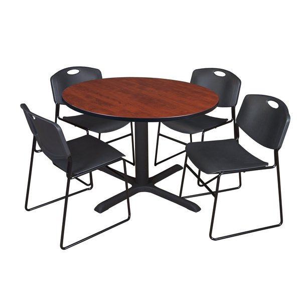 Round Tables > Breakroom Tables > Cain Round Table & Chair Sets, 48 W, 48 L, 29 H, Cherry