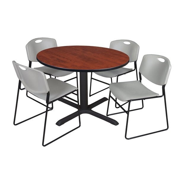 Round Tables > Breakroom Tables > Cain Round Table & Chair Sets, 48 W, 48 L, 29 H, Cherry