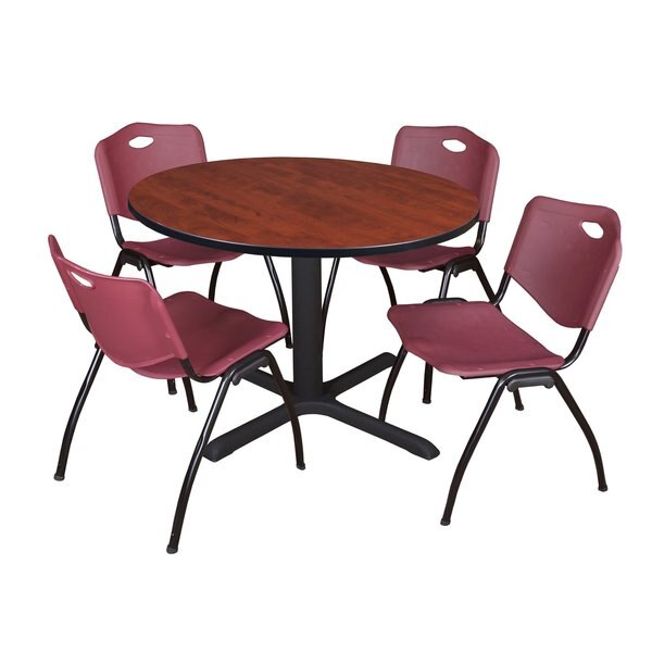 Round Tables > Breakroom Tables > Cain Round Table & Chair Sets, 48 W, 48 L, 29 H, Cherry