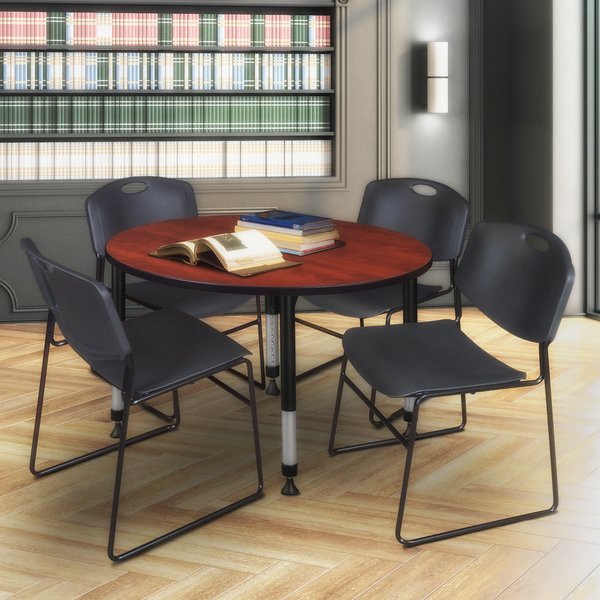 Tables > Height Adjustable > Round Table & Chair Sets, 48 X 48 X 23-34