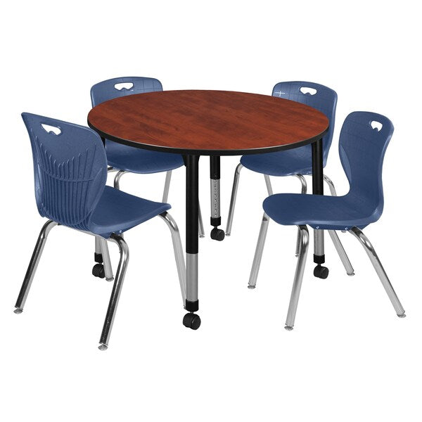 Tables > Height Adjustable > Round Mobile Table & Chair Sets, 48 X 48 X 23-34