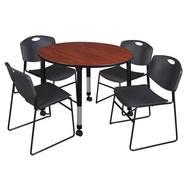 Tables > Height Adjustable > Round Mobile Table & Chair Sets, 48 X 48 X 23-34