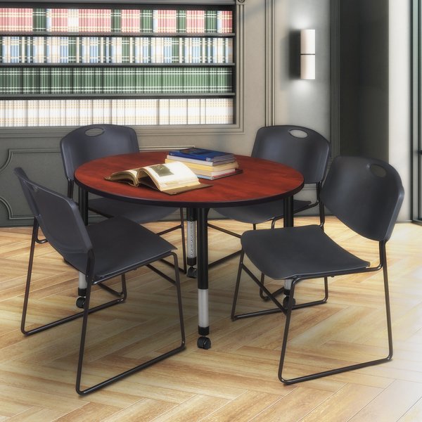 Tables > Height Adjustable > Round Mobile Table & Chair Sets, 48 X 48 X 23-34
