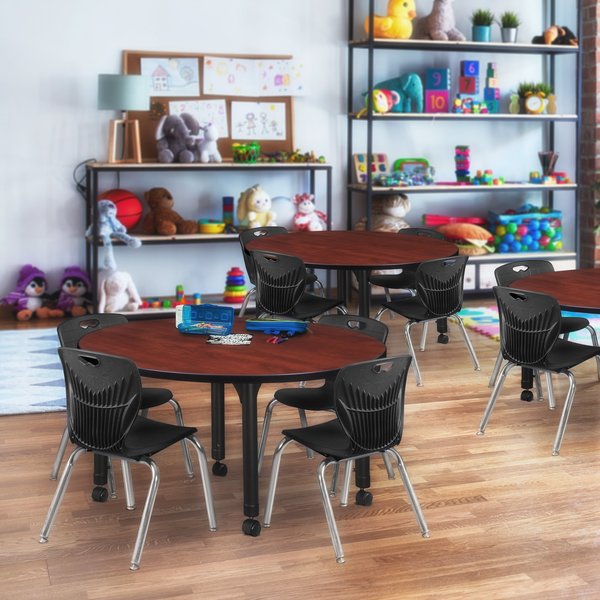 Tables > Height Adjustable > Round Mobile Table & Chair Sets, 48 X 48 X 23-34