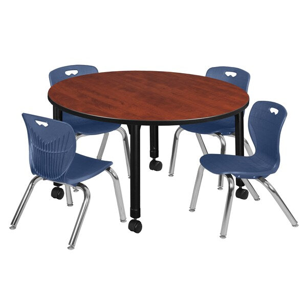 Tables > Height Adjustable > Round Mobile Table & Chair Sets, 48 X 48 X 23-34