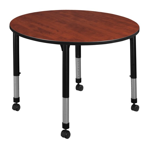 Tables > Height Adjustable > Round Mobile Tables, 48 X 48 X 23-34, Wood|Metal Top