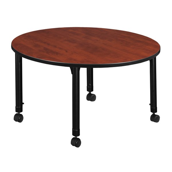 Tables > Height Adjustable > Round Mobile Tables, 48 X 48 X 23-34, Wood|Metal Top