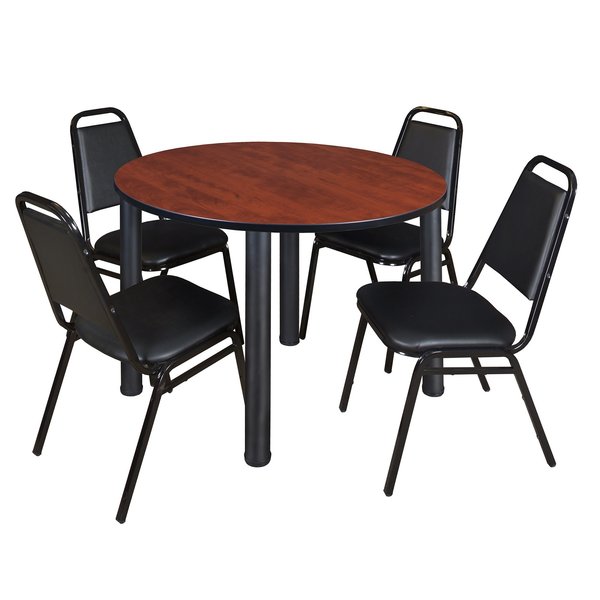 Round Tables > Breakroom Tables > Kee Round Table & Chair Sets, 48 W, 48 L, 29 H, Cherry