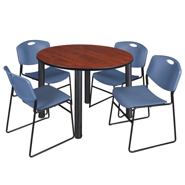 Round Tables > Breakroom Tables > Kee Round Table & Chair Sets, 48 W, 48 L, 29 H, Cherry