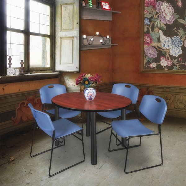 Round Tables > Breakroom Tables > Kee Round Table & Chair Sets, 48 W, 48 L, 29 H, Cherry