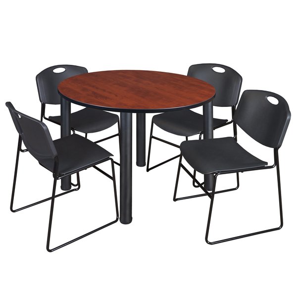 Round Tables > Breakroom Tables > Kee Round Table & Chair Sets, 48 W, 48 L, 29 H, Cherry