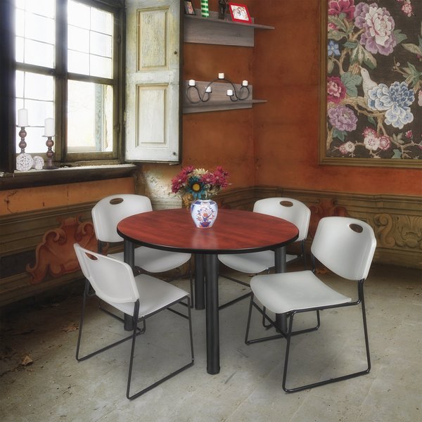 Round Tables > Breakroom Tables > Kee Round Table & Chair Sets, 48 W, 48 L, 29 H, Cherry