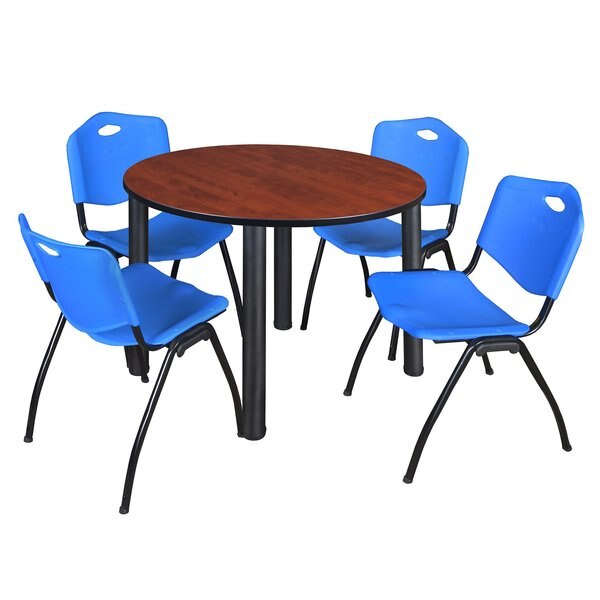 Round Tables > Breakroom Tables > Kee Round Table & Chair Sets, 48 W, 48 L, 29 H, Cherry