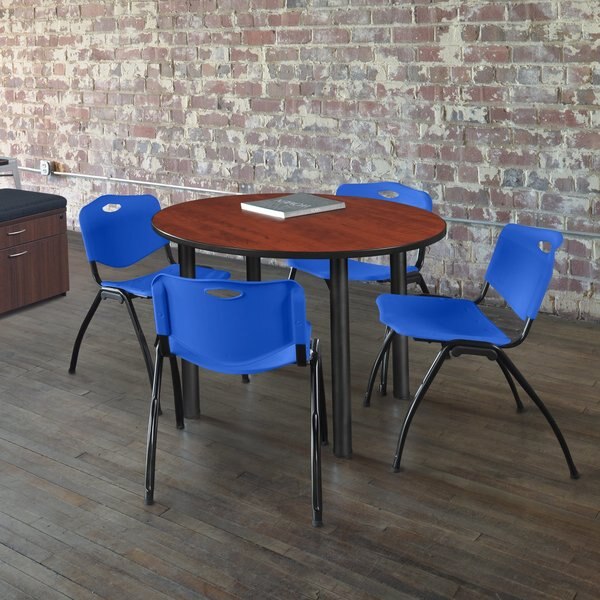 Round Tables > Breakroom Tables > Kee Round Table & Chair Sets, 48 W, 48 L, 29 H, Cherry