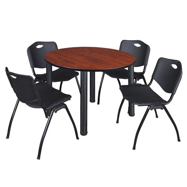Round Tables > Breakroom Tables > Kee Round Table & Chair Sets, 48 W, 48 L, 29 H, Cherry
