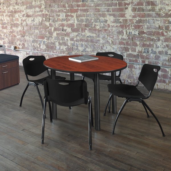 Round Tables > Breakroom Tables > Kee Round Table & Chair Sets, 48 W, 48 L, 29 H, Cherry