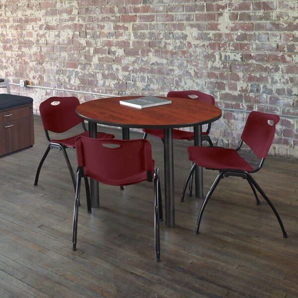 Round Tables > Breakroom Tables > Kee Round Table & Chair Sets, 48 W, 48 L, 29 H, Cherry