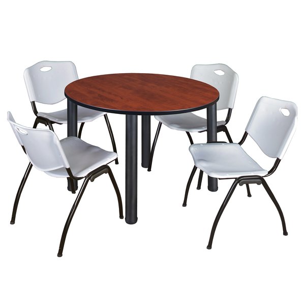 Round Tables > Breakroom Tables > Kee Round Table & Chair Sets, 48 W, 48 L, 29 H, Cherry