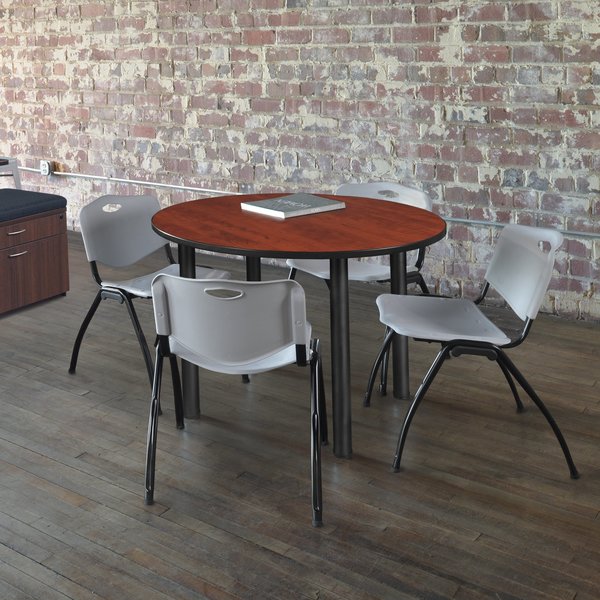 Round Tables > Breakroom Tables > Kee Round Table & Chair Sets, 48 W, 48 L, 29 H, Cherry