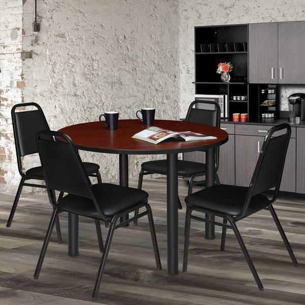 Tables > Breakroom Tables > Kee Square & Round Tables, 48 W, 48 L, 29 H, Wood|Metal Top, Cherry