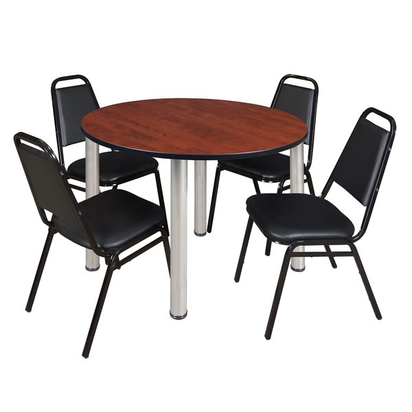 Round Tables > Breakroom Tables > Kee Round Table & Chair Sets, 48 W, 48 L, 29 H, Cherry