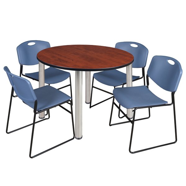 Round Tables > Breakroom Tables > Kee Round Table & Chair Sets, 48 W, 48 L, 29 H, Cherry