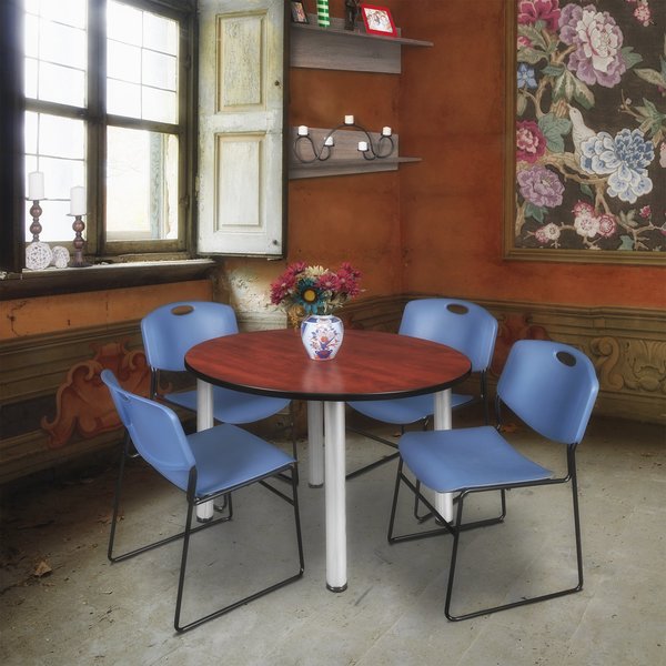 Round Tables > Breakroom Tables > Kee Round Table & Chair Sets, 48 W, 48 L, 29 H, Cherry