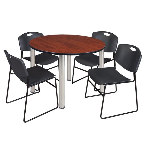 Round Tables > Breakroom Tables > Kee Round Table & Chair Sets, 48 W, 48 L, 29 H, Cherry