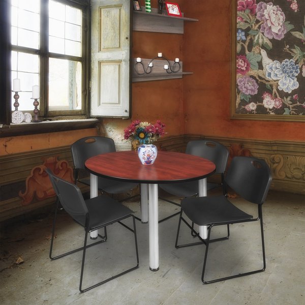 Round Tables > Breakroom Tables > Kee Round Table & Chair Sets, 48 W, 48 L, 29 H, Cherry