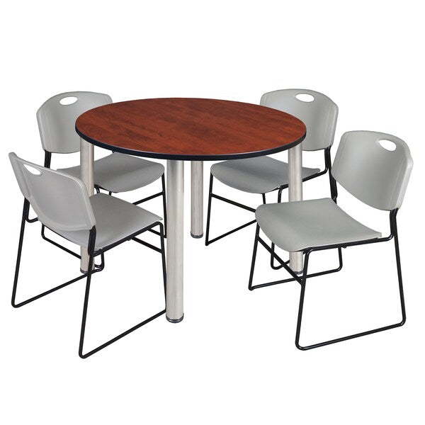 Round Tables > Breakroom Tables > Kee Round Table & Chair Sets, 48 W, 48 L, 29 H, Cherry