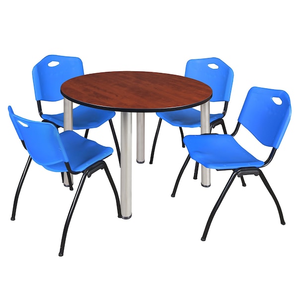 Round Tables > Breakroom Tables > Kee Round Table & Chair Sets, 48 W, 48 L, 29 H, Cherry