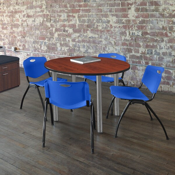 Round Tables > Breakroom Tables > Kee Round Table & Chair Sets, 48 W, 48 L, 29 H, Cherry