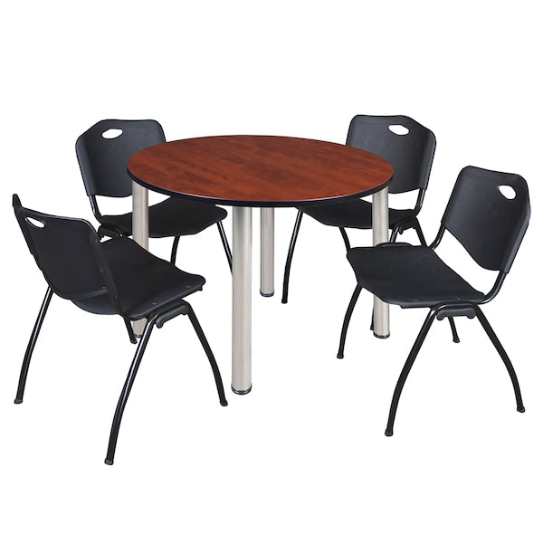 Round Tables > Breakroom Tables > Kee Round Table & Chair Sets, 48 W, 48 L, 29 H, Cherry