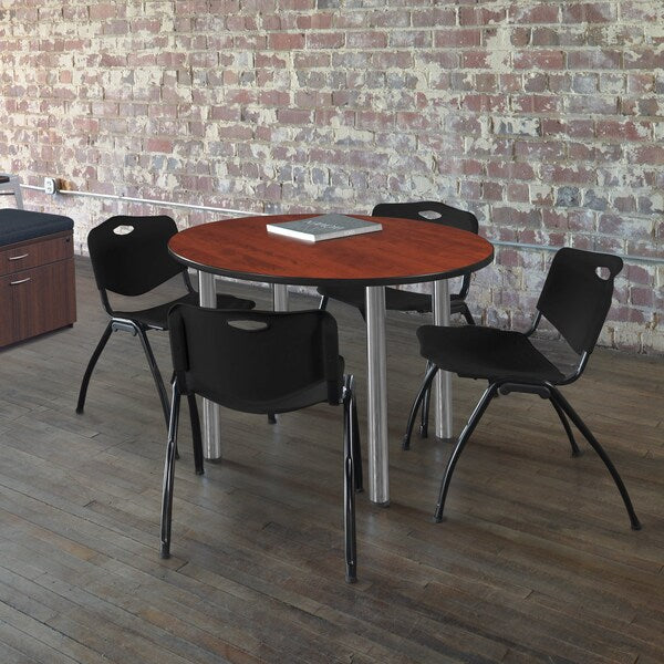 Round Tables > Breakroom Tables > Kee Round Table & Chair Sets, 48 W, 48 L, 29 H, Cherry