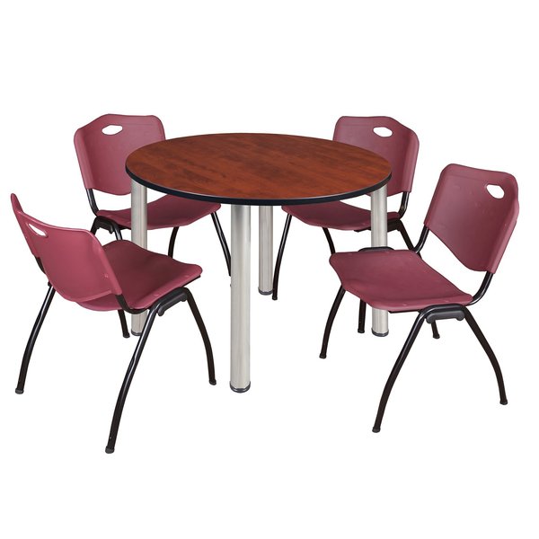 Round Tables > Breakroom Tables > Kee Round Table & Chair Sets, 48 W, 48 L, 29 H, Cherry
