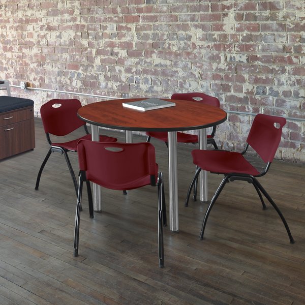 Round Tables > Breakroom Tables > Kee Round Table & Chair Sets, 48 W, 48 L, 29 H, Cherry
