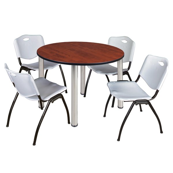 Round Tables > Breakroom Tables > Kee Round Table & Chair Sets, 48 W, 48 L, 29 H, Cherry