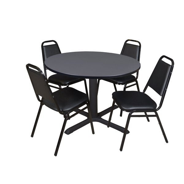 Round Tables > Breakroom Tables > Cain Round Table & Chair Sets, 48 W, 48 L, 29 H, Grey